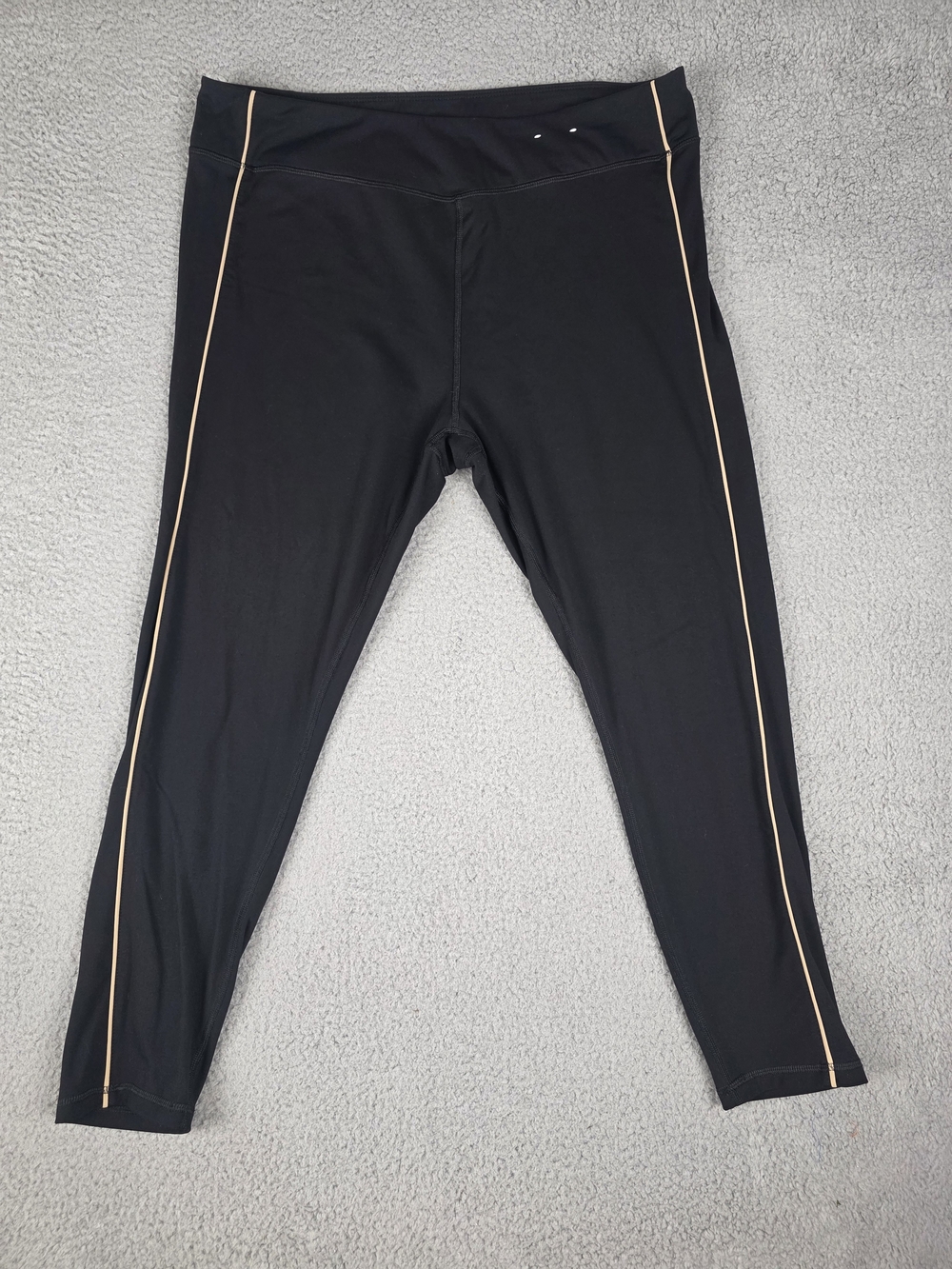 Xersion Leggings 7/8 EverRestore Black Beige Side Piping Stripe Quick Dry XXL